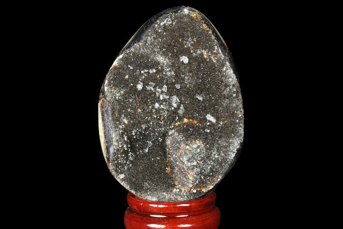 Septarian Dragon Egg Geode - Black Crystals #83193